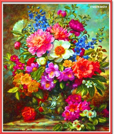 Яркие душистые цветы на столе - Цветы анимационная картинка, открытка gif, картинка Art Floral ...