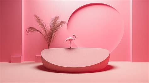 Premium AI Image | A pink room with a flamingo on the table.