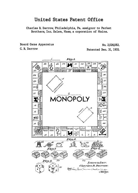 Monopoly® Patent Poster I Family Board Games I Patent US - Etsy