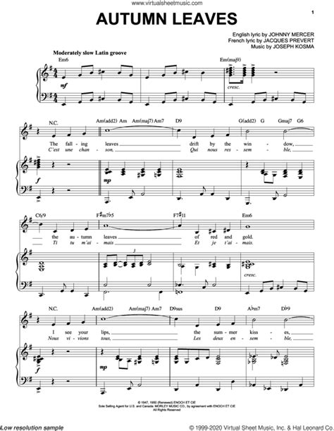 Autumn Leaves [Jazz version] (arr. Brent Edstrom) sheet music for voice and piano (High Voice)