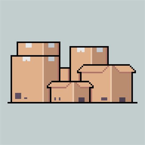 Box, Package, Carton, Product And Parcel Pixel Art. Icon Design Pixel Art. Illustration Pixel ...