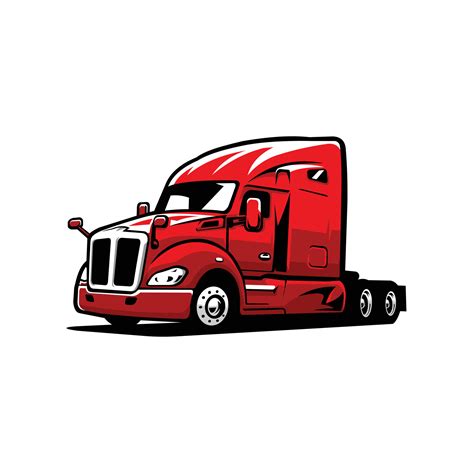 Premium red semi truck 18 wheeler freightliner vector isolated. Best for trucking related ...