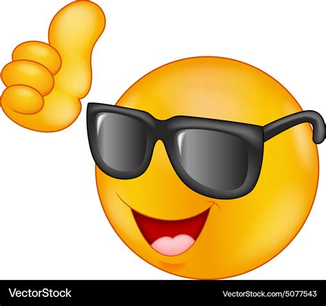 Smiling emoticon wearing sunglasses giving thumb u