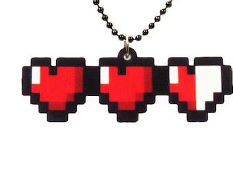 Items similar to Gamer Hearts 8 Bit Heart Necklace on Etsy