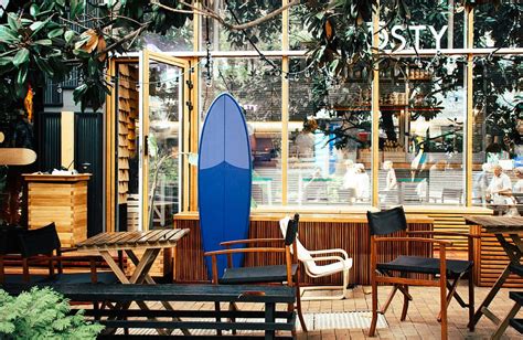 blue, surfboard, leaning, desk, bistro, café, cafeteria, chairs | Piqsels