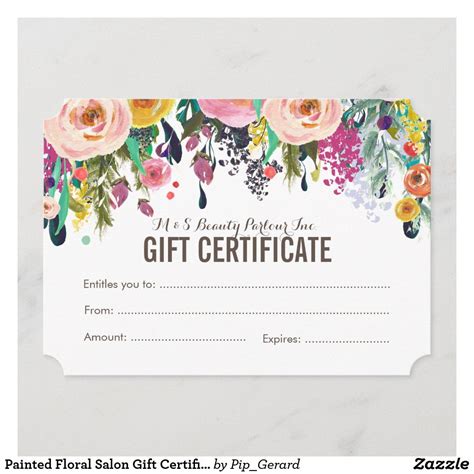 a gift certificate with flowers on it