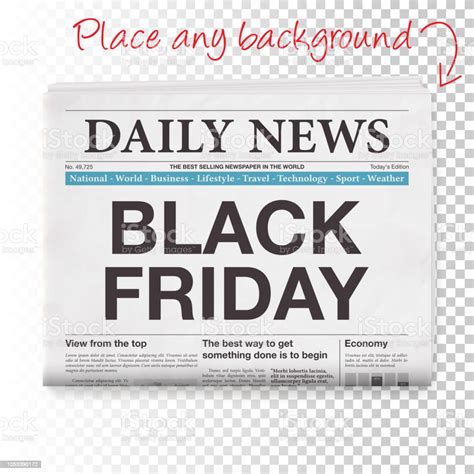 Black Friday Headline Newspaper Isolated On Blank Background Stock ...