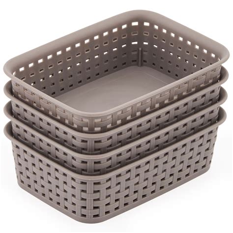 EZOWare Small Gray Plastic Knit Storage Basket Trays Drawer Divider ...