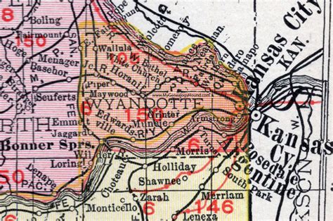 Wyandotte County, Kansas, 1911, Map, Kansas City, Bonner Springs, Argentine