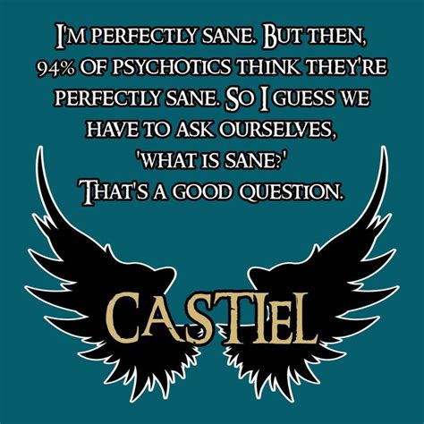 SUPERNATURAL I'm perfectly sane. But then, 94% of psychotics think they're perfectly sane. So I ...