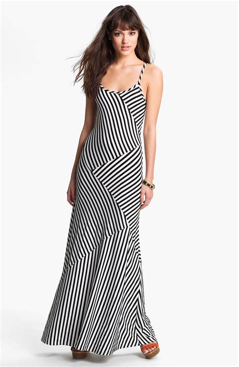 JJ Basics Patchwork Stripe Maxi Slip Dress (Juniors) | Nordstrom