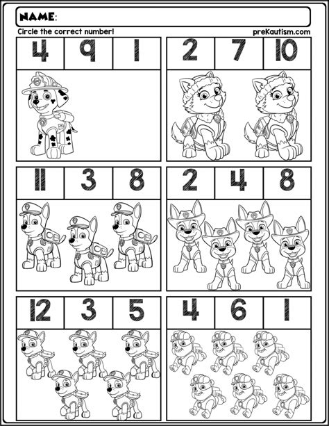 Preschool Paw Patrol Worksheets Free