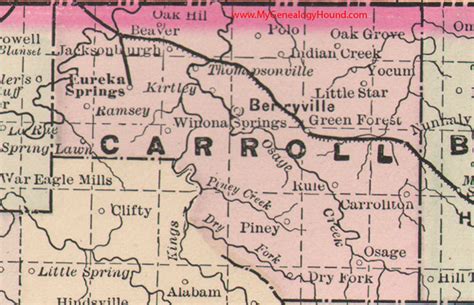 Carroll County, Arkansas 1889 Map