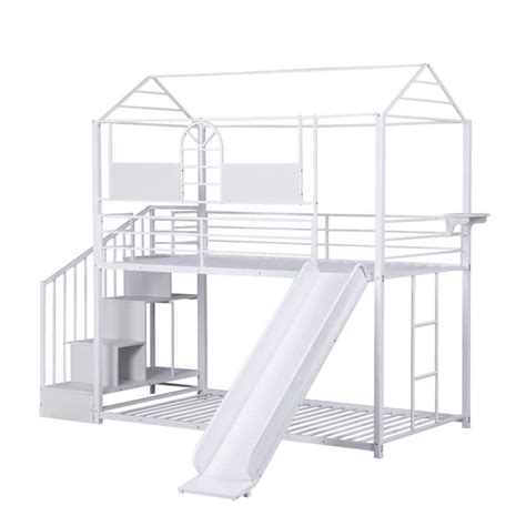 Metal bunk bed with slide and stairs - Bed Bath & Beyond - 37256944