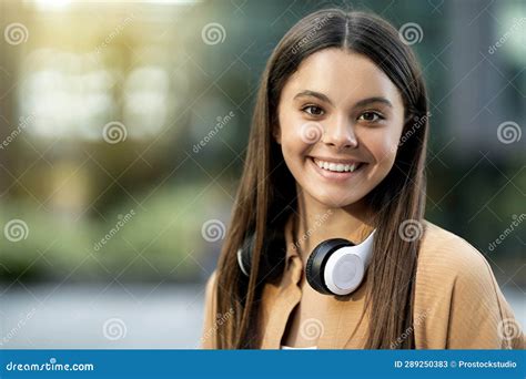 Pretty Young Brunette Hispanic Lady Student Posing at College Campus Stock Image - Image of ...