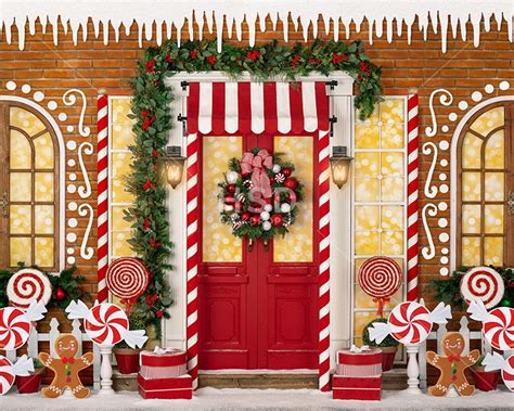 Christmas Backdrops for Photography, Christmas Photo Backdrop, Gingerbread House Backdrop, North ...