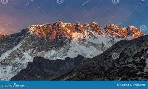 Beautiful Sunset Over Himalayan Mountains on a. Stock Image - Image of extreme, nepal: 138802629