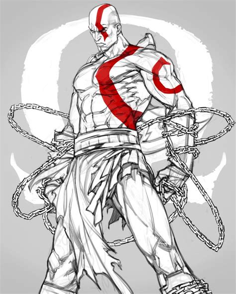 Kratos God Of War 3 Full Body Drawing