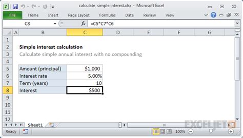 Calculate simple interest - Excel formula | Exceljet