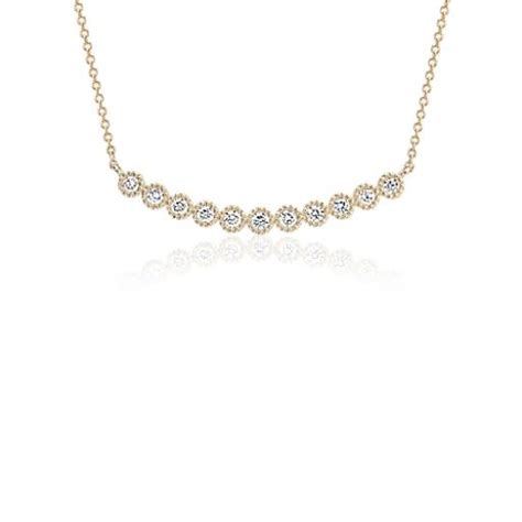 Diamond Milgrain Smile Necklace in 14k Yellow Gold | Blue Nile