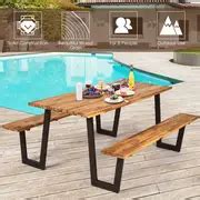 Picnic Table Bench Set Outdoor Camping Wooden 2 Benches - Temu
