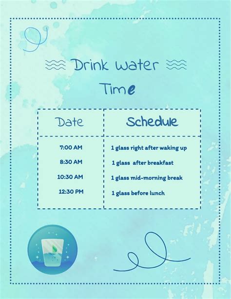 Green Schedule Simple Drink Water Time Template - Venngage