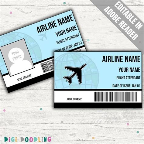 Flight Attendant ID Badge Template. Flight Attendant Costume. Flight ...