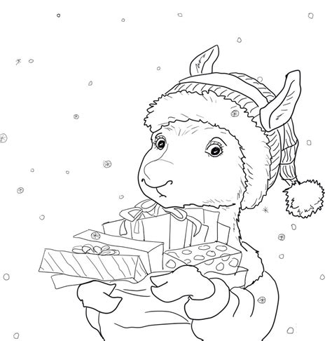 Llama Llama with Christmas Gifts Coloring Page - Free Printable Coloring Pages for Kids