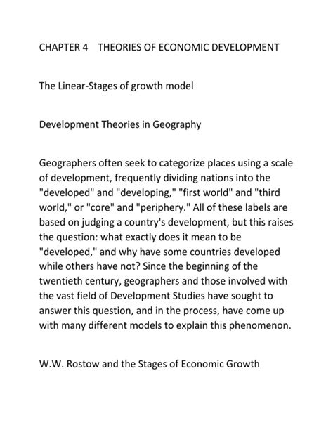 Chapter 4 Theories of Economic Development | PDF | Economic Growth | Neoclassical Economics