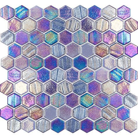 Blue Hexagon Tile | VIDILLUBLUHEX | Tesoro Glass Mosaic Tile – AquaBlu Mosaics