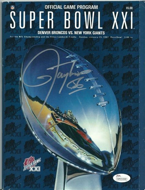 Lawrence Taylor Autographed Signed Original Football Super Bowl Xxi ...