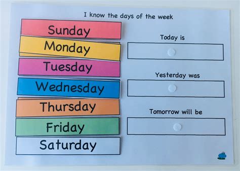 Days of the Week Pre School Learning Calendar EYFS - Etsy UK