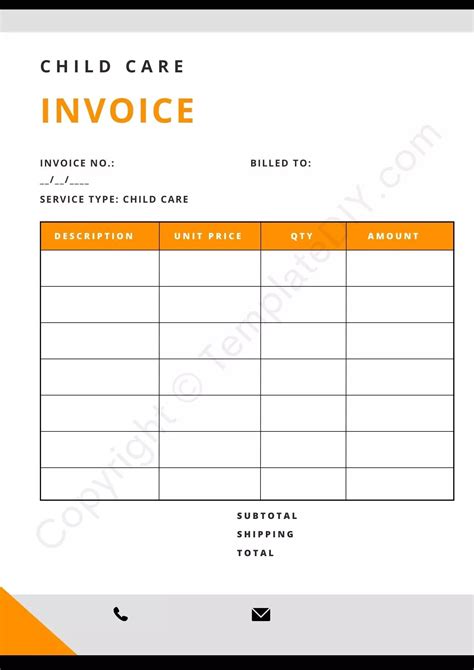 Child Care Invoice Printable Template in PDF & Word | Childcare, Template printable, Invoice ...