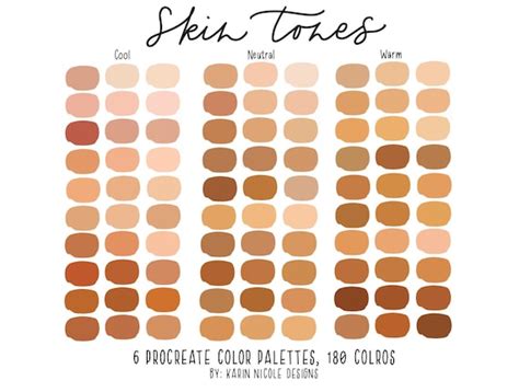 Skin Tones Procreate Color Palette for Ipad 6 Palettes 180 - Etsy