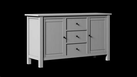 3D model Ikea HEMNES 3 Drawer Sideboard white stain storage VR / AR / low-poly | CGTrader