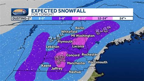 New Hampshire snow projections for March 23-24, 2020