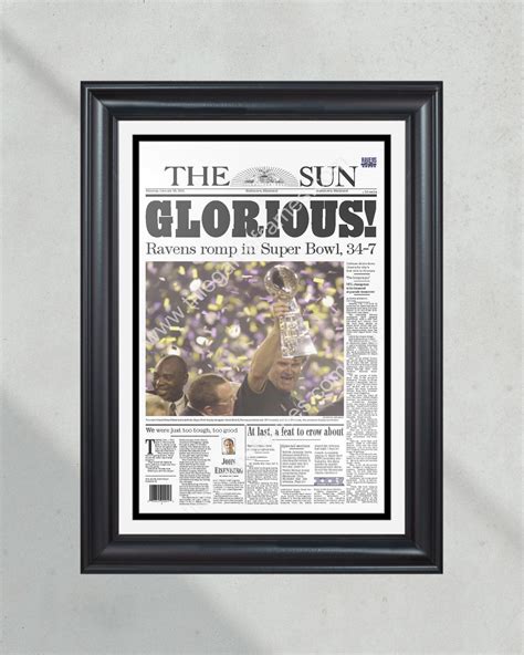 2001 Baltimore Ravens Glorious Super Bowl Champions Framed Front Page ...