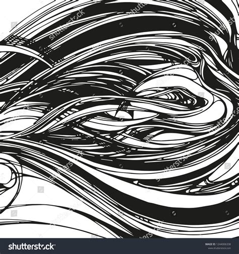 Drawing Waves Abstract Black White Sketch Stock Vector (Royalty Free ...