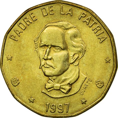 Coin, Dominican Republic, Peso, 1997, , Brass, KM:80.3 | North & Central American and Caribbean ...