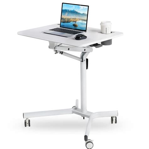 Buy Height Adjustable Mobile Desk, Sit to Stand Table Rolling Portable Standing Pneumatic Laptop ...