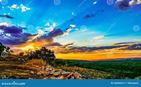 Picturesque Sunset Sky with Fluffy Clouds Seen from the Beach Stock Image - Image of background ...