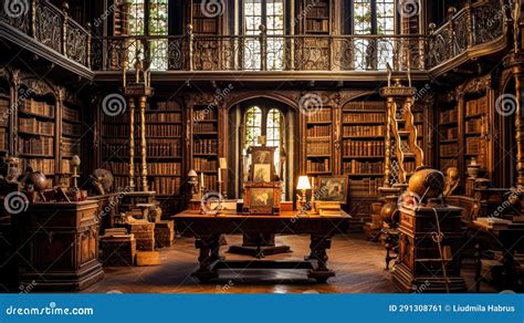 Interior of an old library stock image. Image of read - 291308761