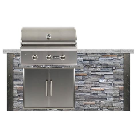 6' Grill Island - Stacked Stone | Stone Gray - Coyote Outdoor Living