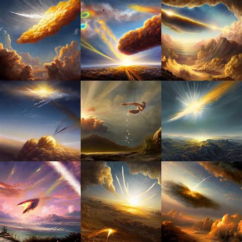 a beautiful painting of a meteor falling in the sky, | Stable Diffusion