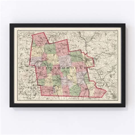 Vintage Map of Hillsborough County New Hampshire, 1877 by Ted's Vintage Art