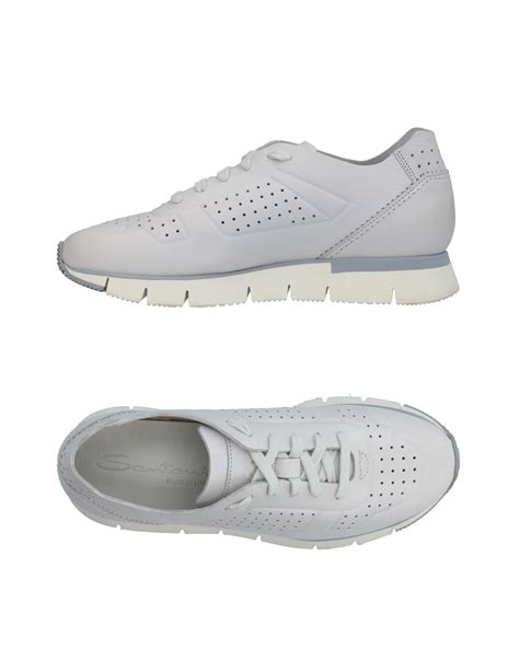 Santoni Leather Low-tops & Sneakers in Light Grey (Gray) - Lyst