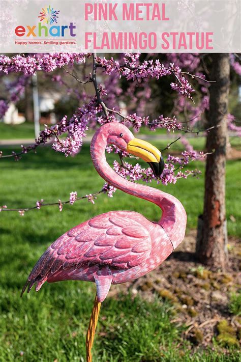 Exhart, Pink Metal Flamingo Statue, 29 Inch | Garden art sculptures ...