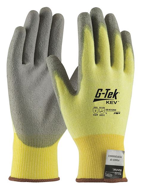 PIP Cut-Resistant Glove, L, A2 ANSI/ISEA Cut Level, Palm, Polyurethane Glove Coating Material ...