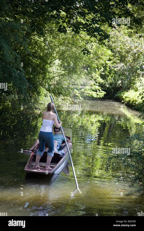 Punting on the Cherwell at Oxford 1 Stock Photo - Alamy