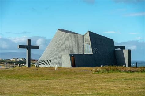 Blunduos, Iceland, 2018-09-19. Church with Modern Architecture in Northern Iceland Editorial ...